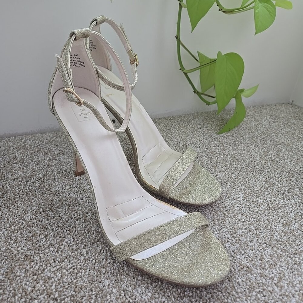 David's Bridal High Heel Gold Glitter Formal Shoes Size 9